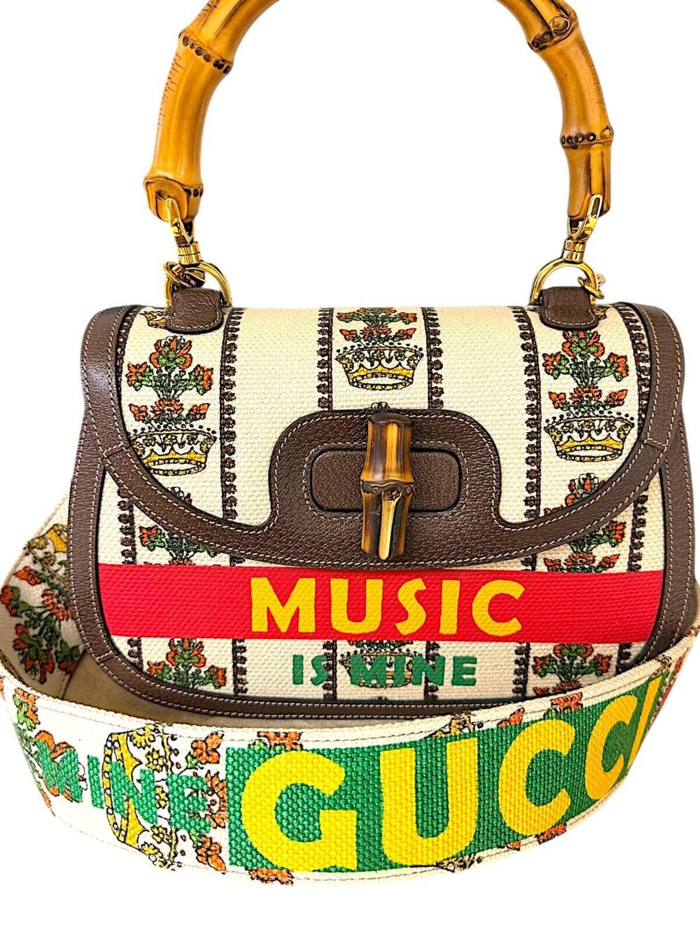 Gucci 100 Centennial Music Is Mine Bamboo 1947 Medium Top Handle Bag